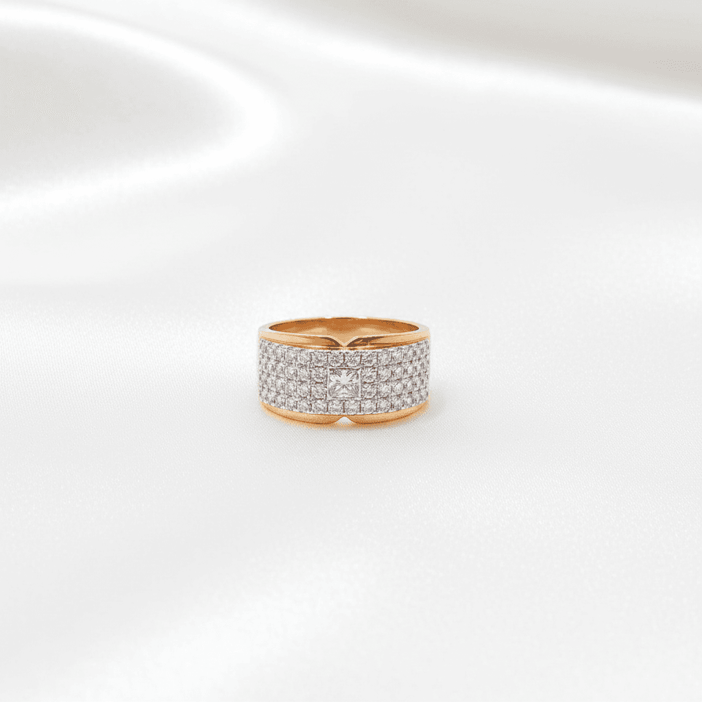 Men's Rose Gold Wide Pavé Diamond Band Ring