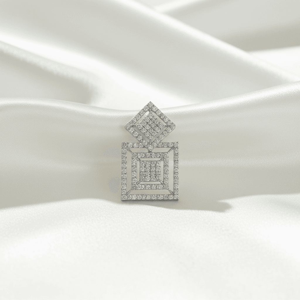 Geometric Double Square Diamond Pendant