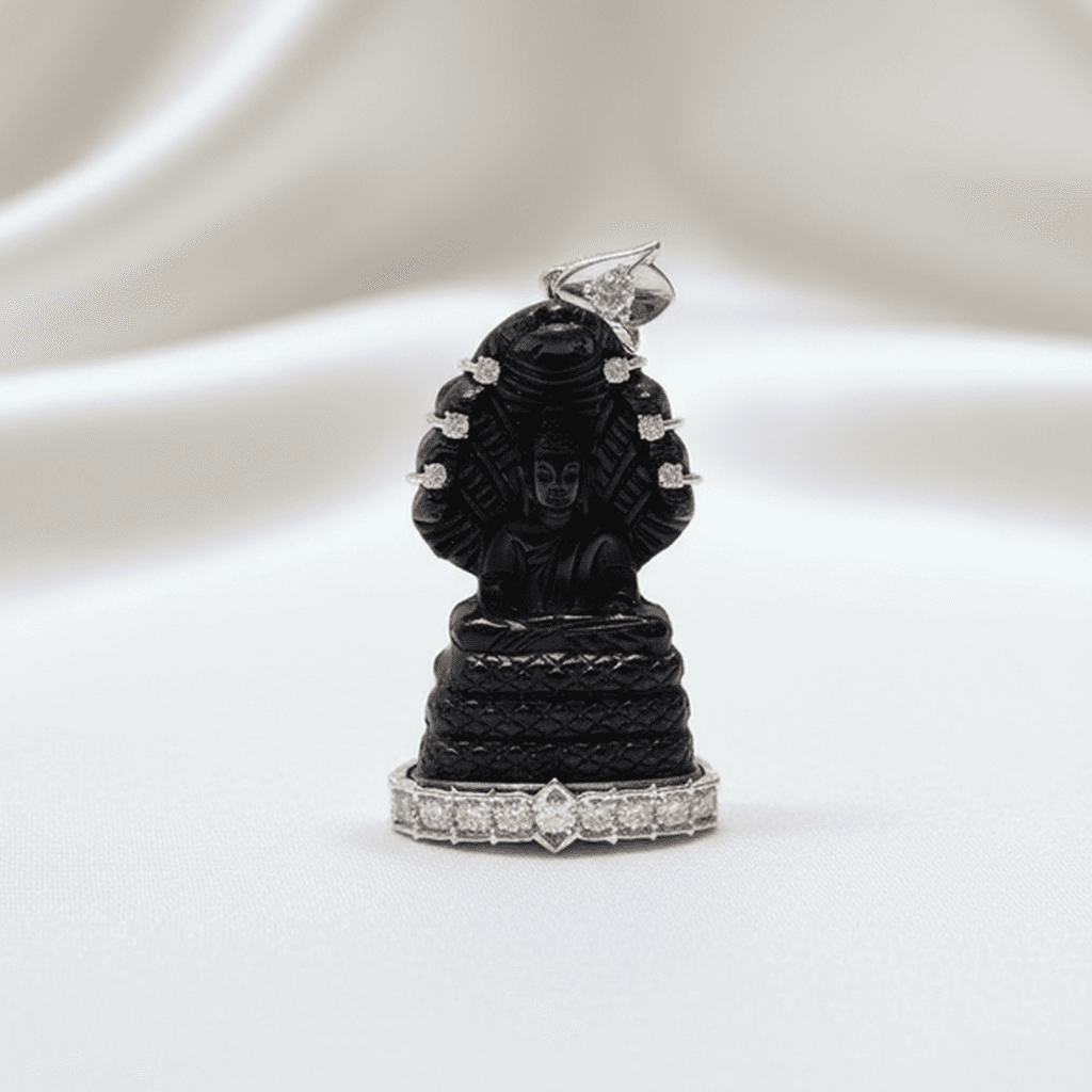 Black Carved Buddha Diamond Pendant