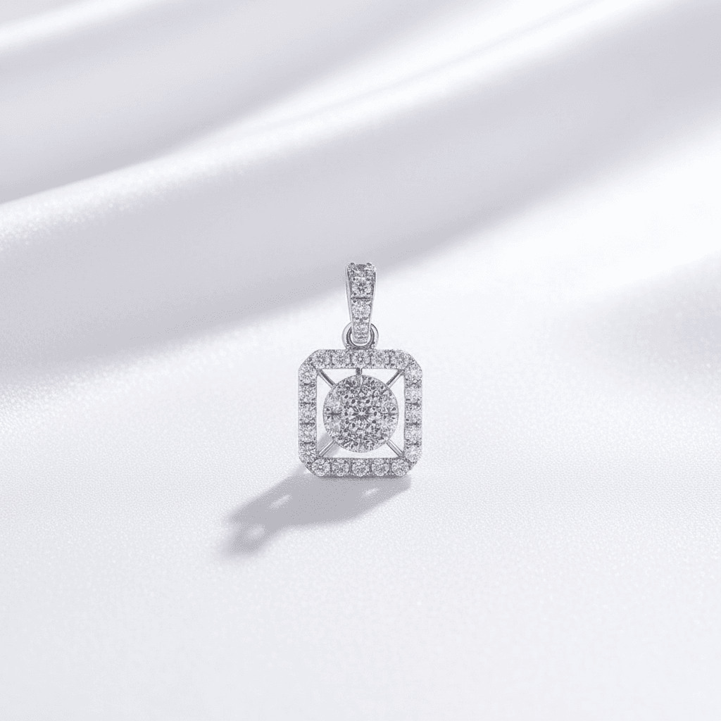 Square Frame Cluster Diamond Pendant