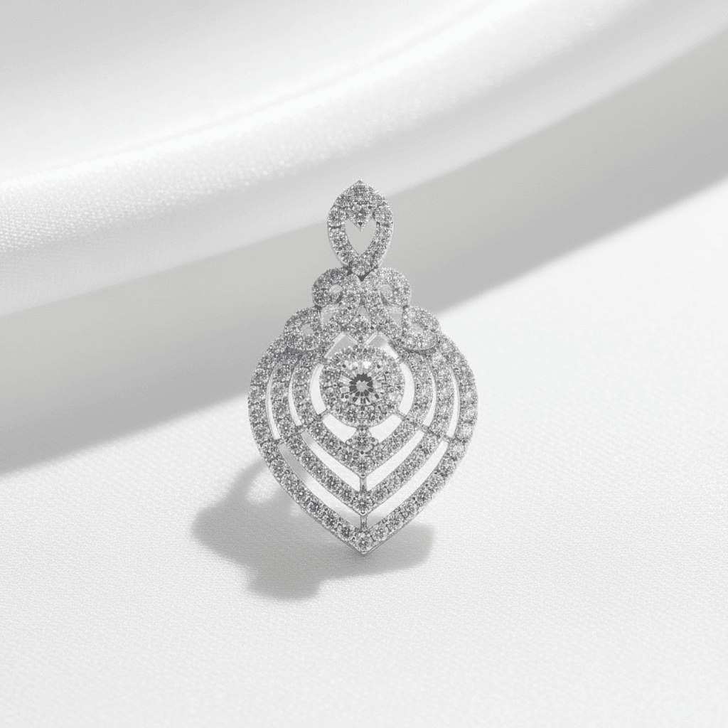 Heart Shield Concentric Diamond Pendant