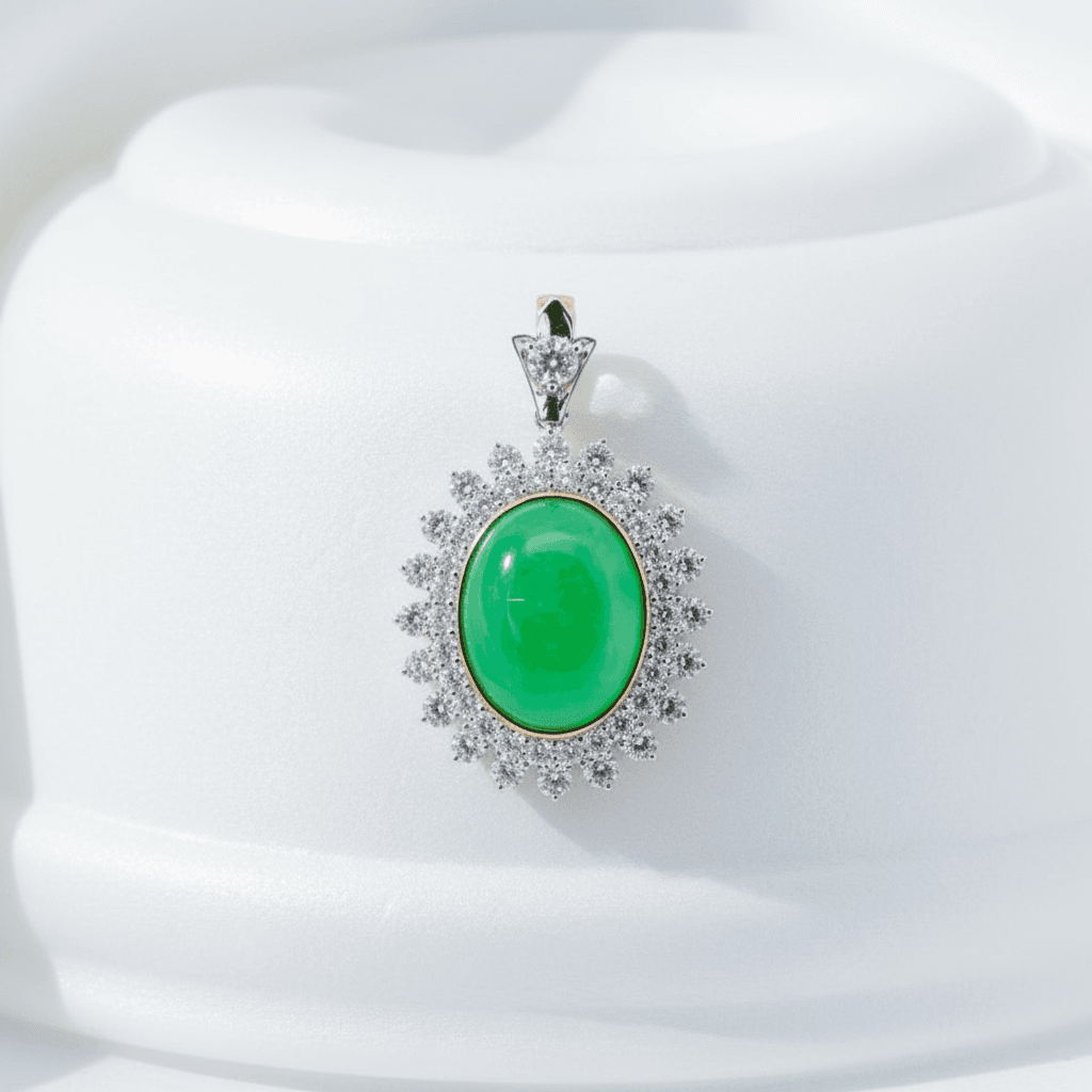 Jade Diamond Halo Pendant