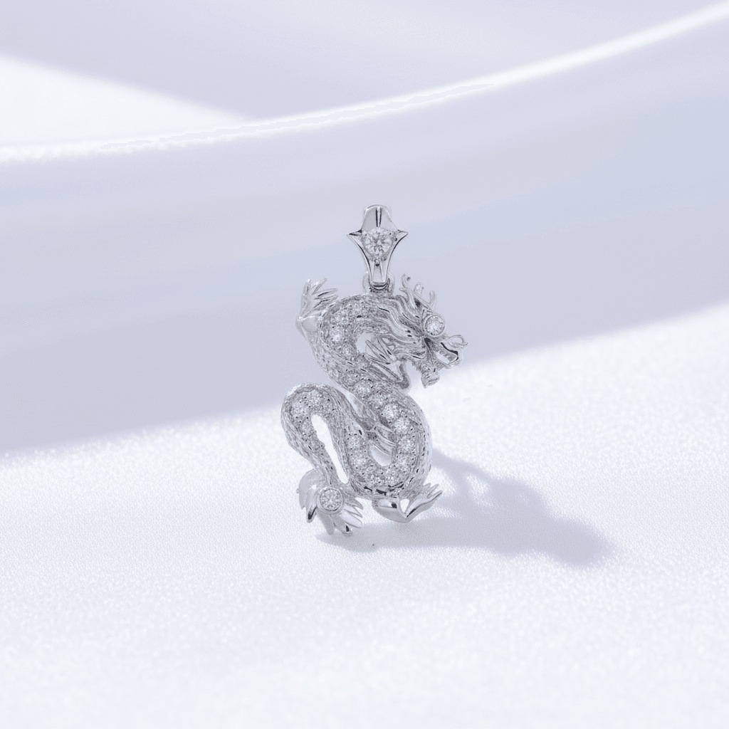 White Gold Dragon Diamond Pendant