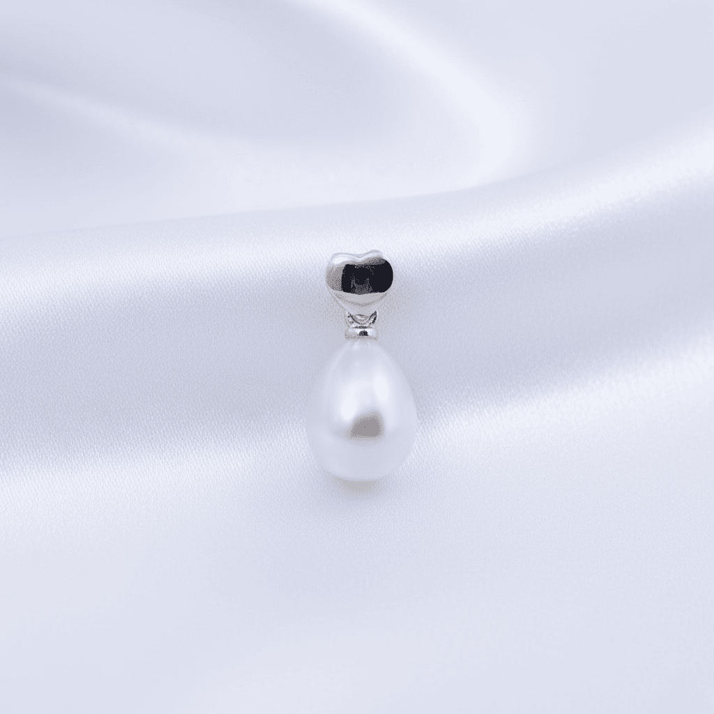 White Pearl Heart Bail Pendant