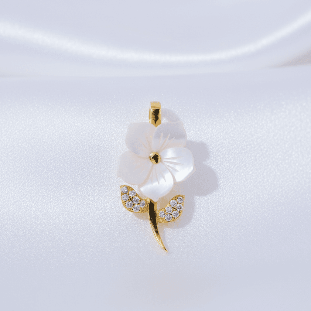 Mother of Pearl Flower Diamond Pendant
