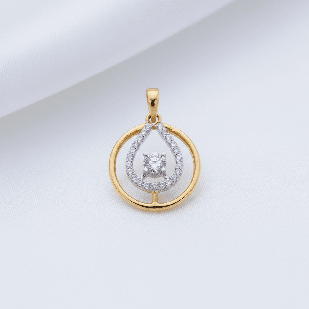 Two-Tone Teardrop Diamond Pendant