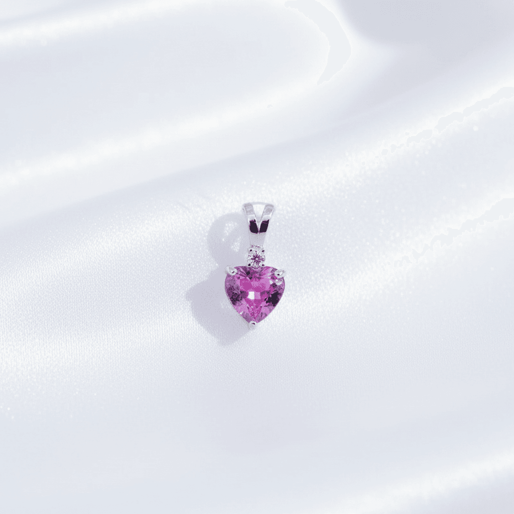 Pink Sapphire Heart Diamond Pendant