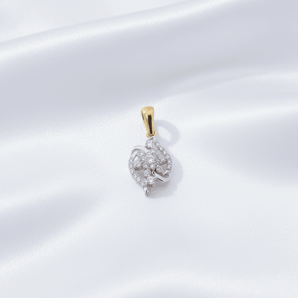 Two-Tone Leaf Flower Diamond Pendant