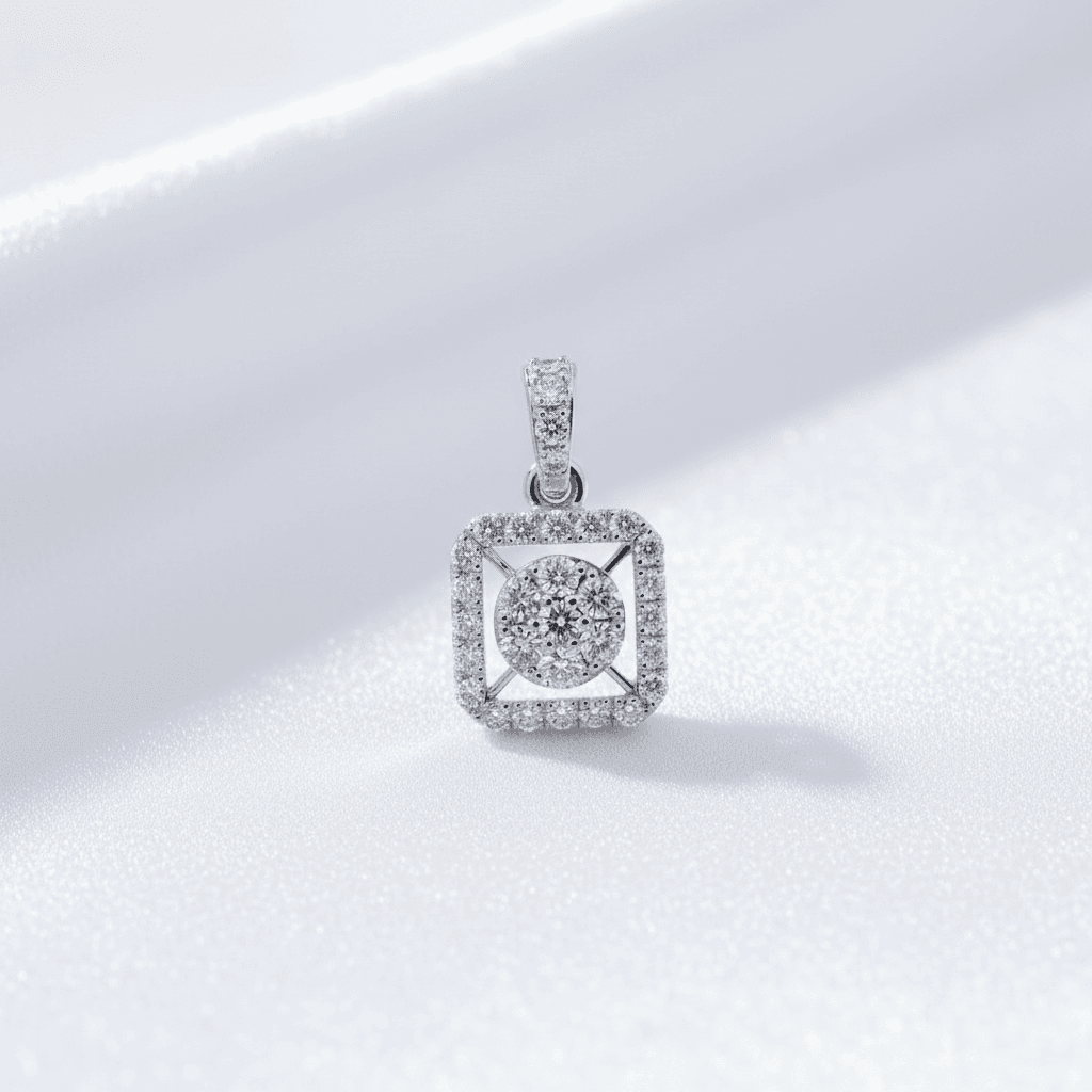 Square Halo Diamond Pendant