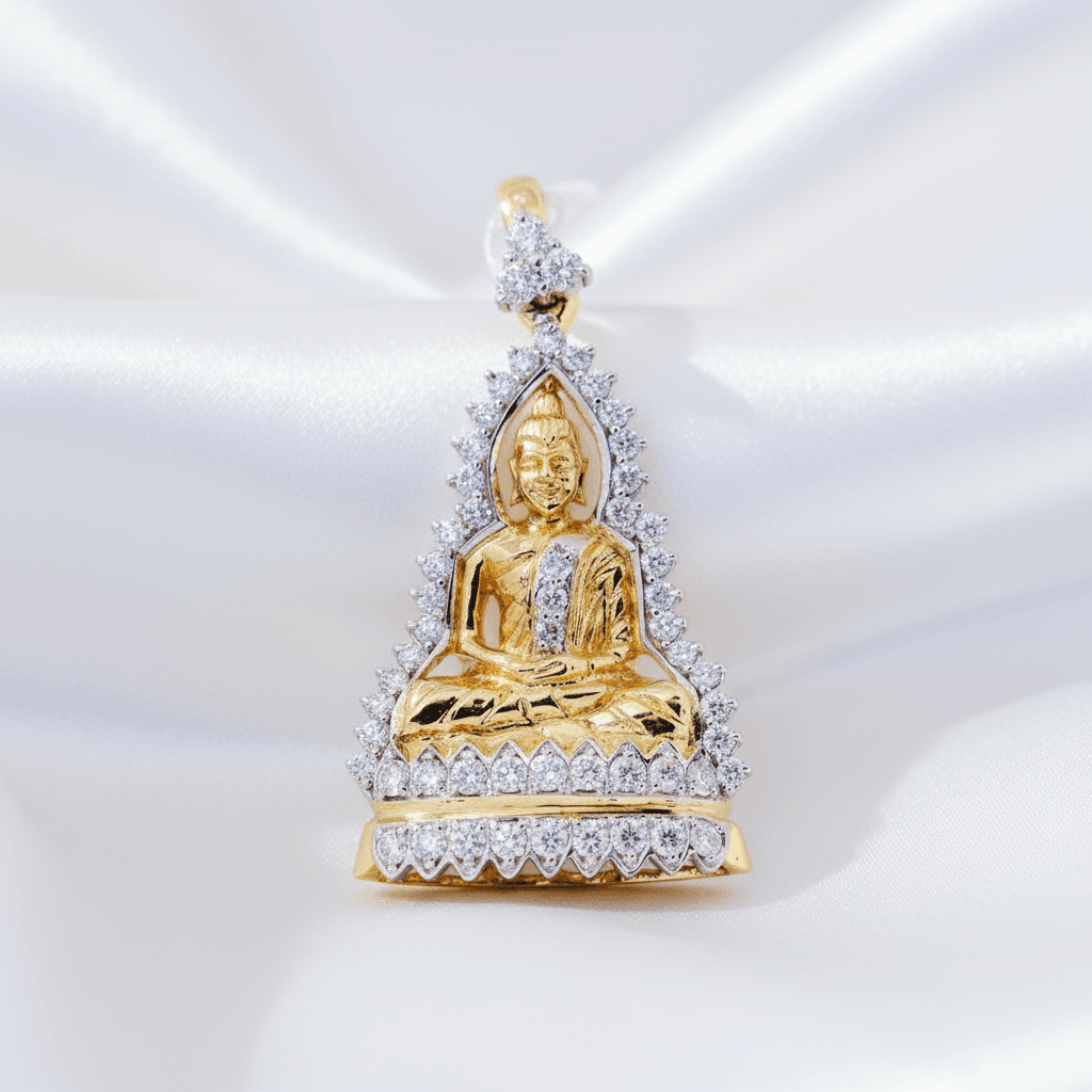 Buddha Diamond Halo Pendant