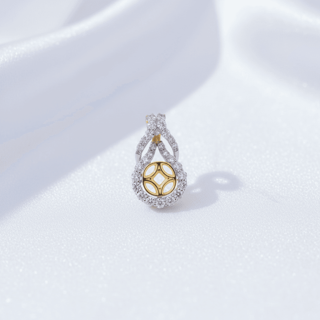 Two-Tone Teardrop Diamond Pendant