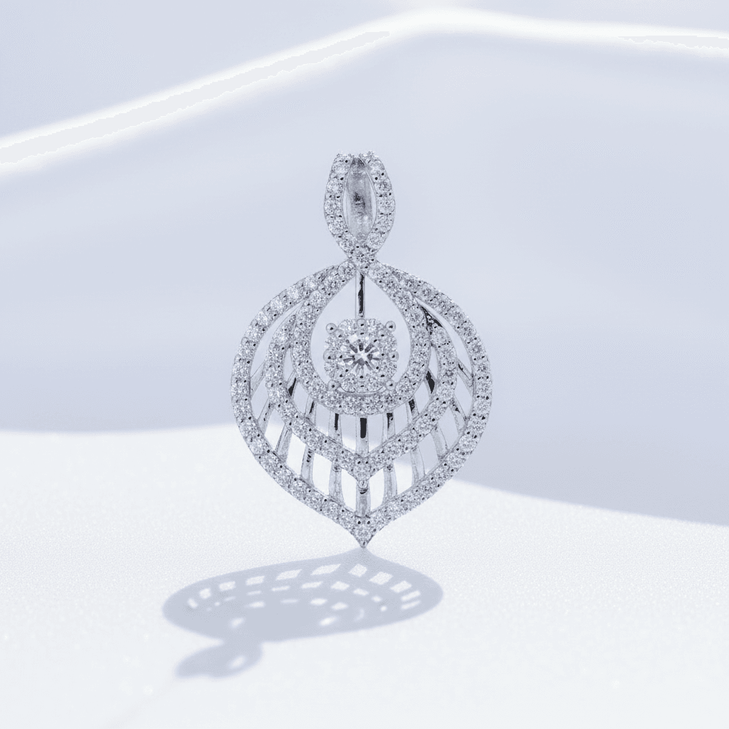 Double Halo Teardrop Diamond Pendant