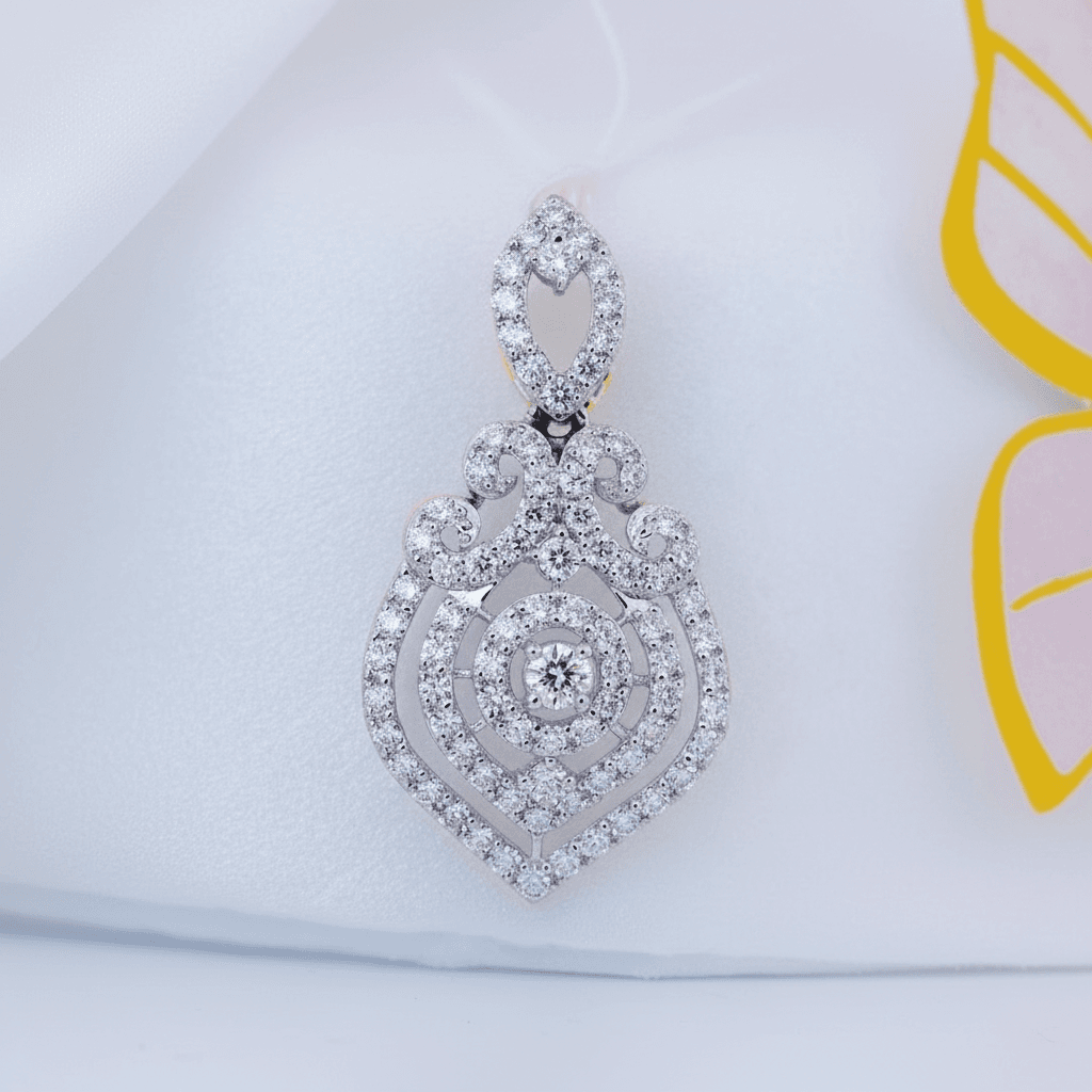 Vintage Heart Scroll Diamond Pendant