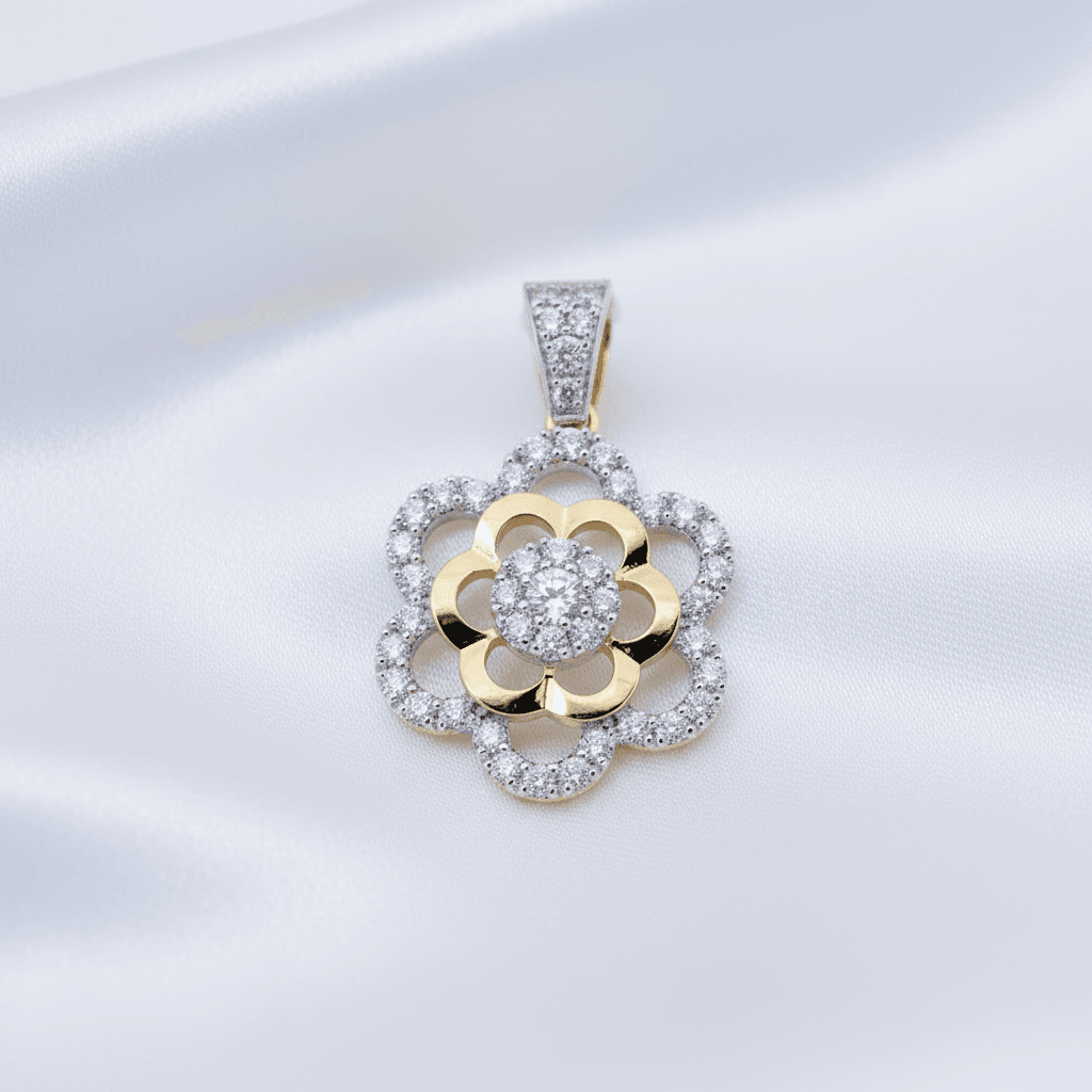 Two-Tone Flower Diamond Pendant