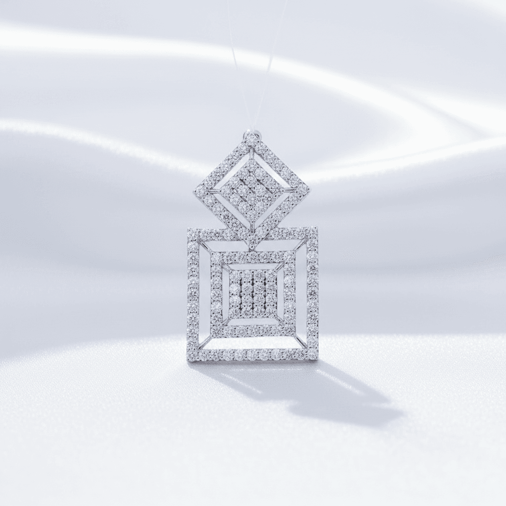 Geometric Square Diamond Pendant