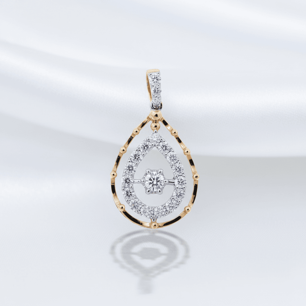 Double Teardrop Halo Diamond Pendant