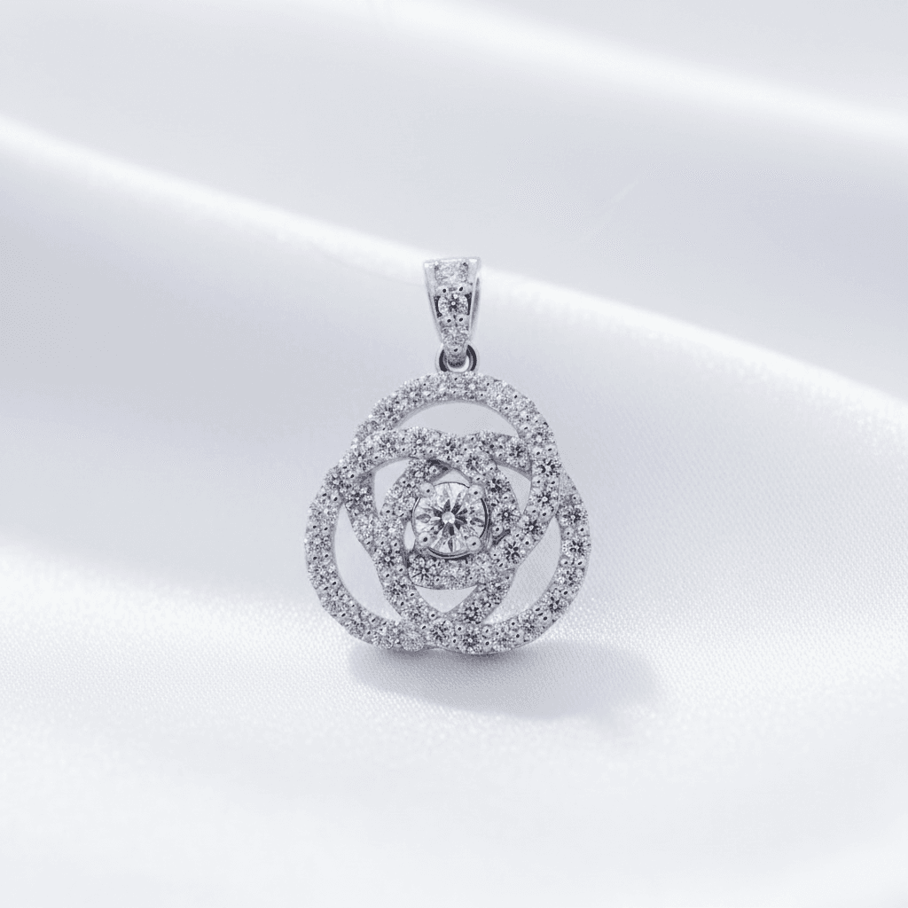Spiral Rose Diamond Pendant