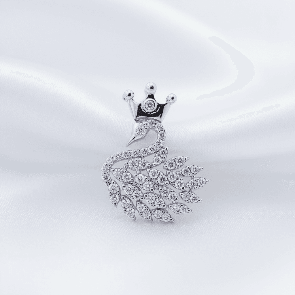Swan Crown Diamond Pendant