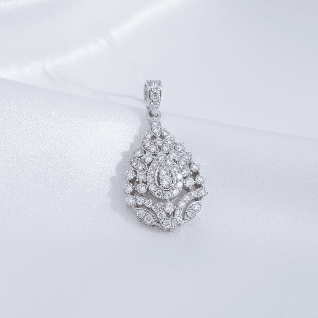 Pear Teardrop Cluster Diamond Pendant
