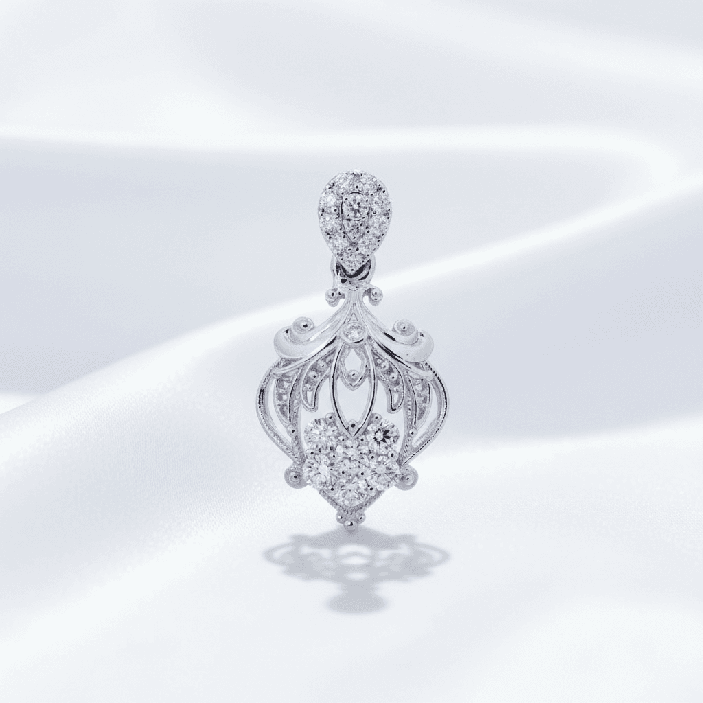 Vintage Filigree Flower Diamond Pendant