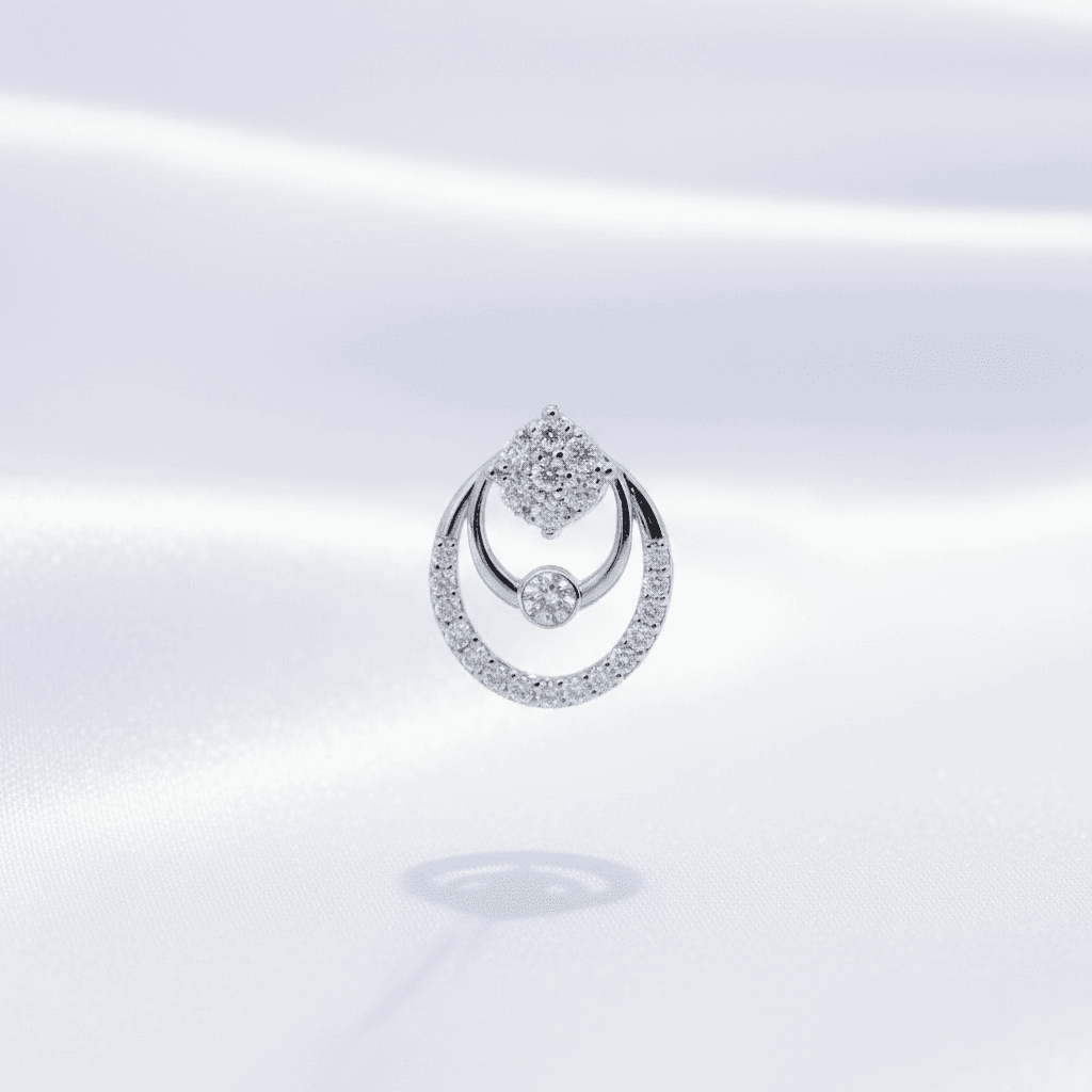 Double Circle Teardrop Diamond Pendant