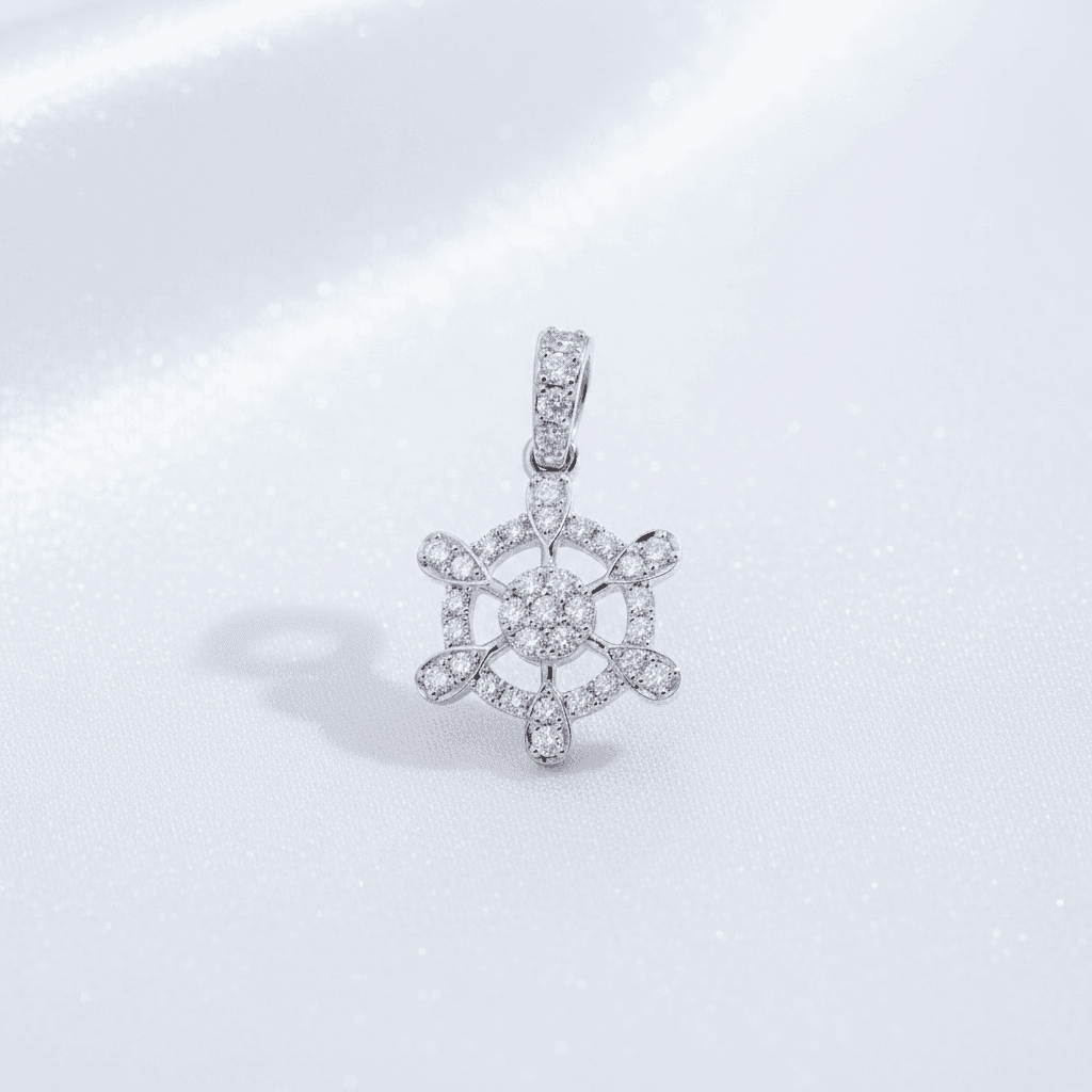 Turtle Ship Wheel Diamond Pendant