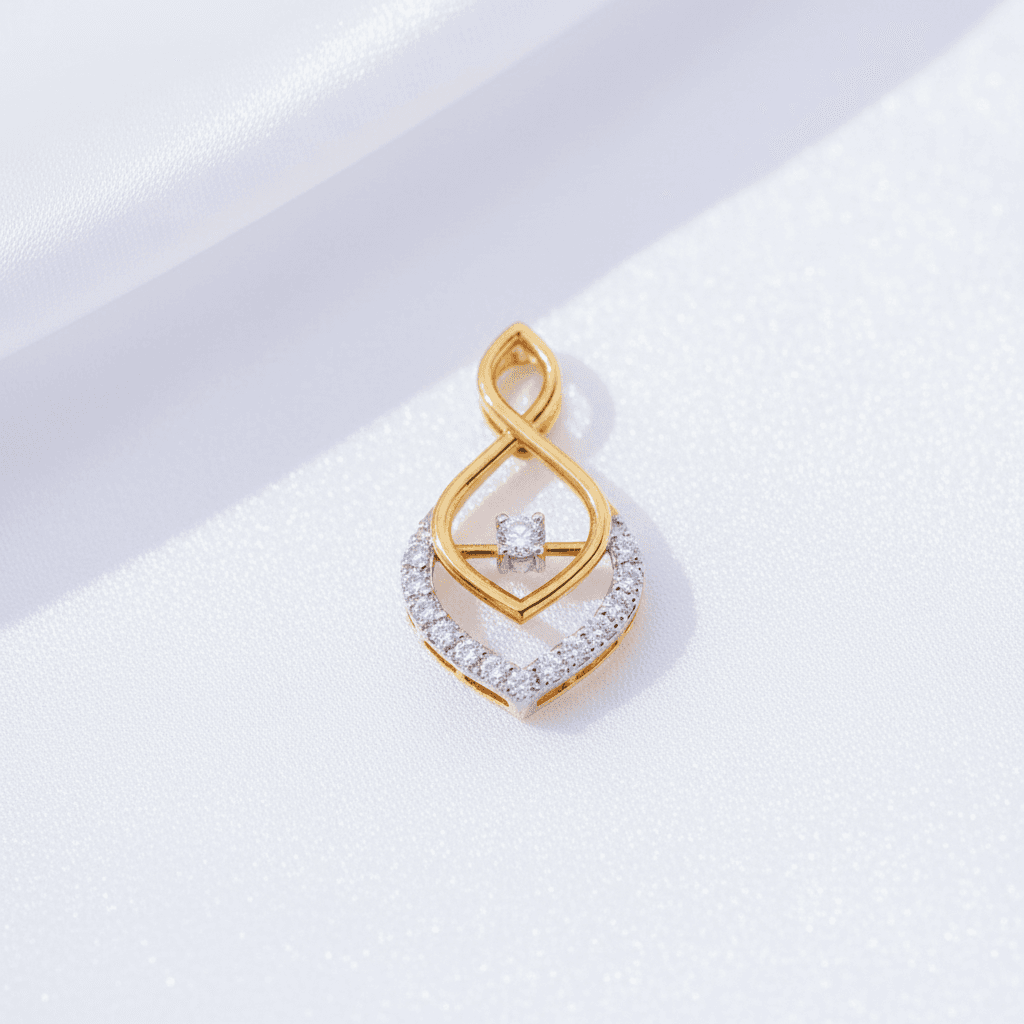 Twisted Teardrop Cluster Diamond Pendant