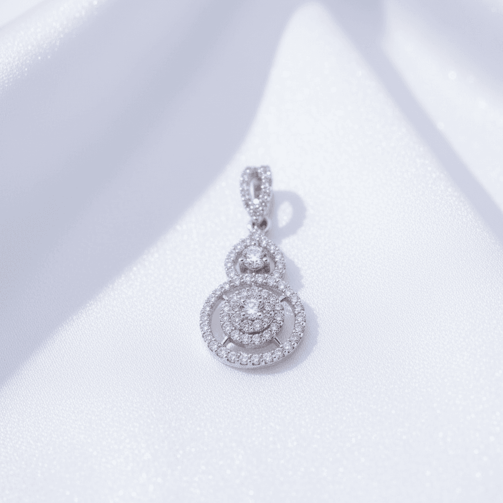 Double Halo Circle Diamond Pendant
