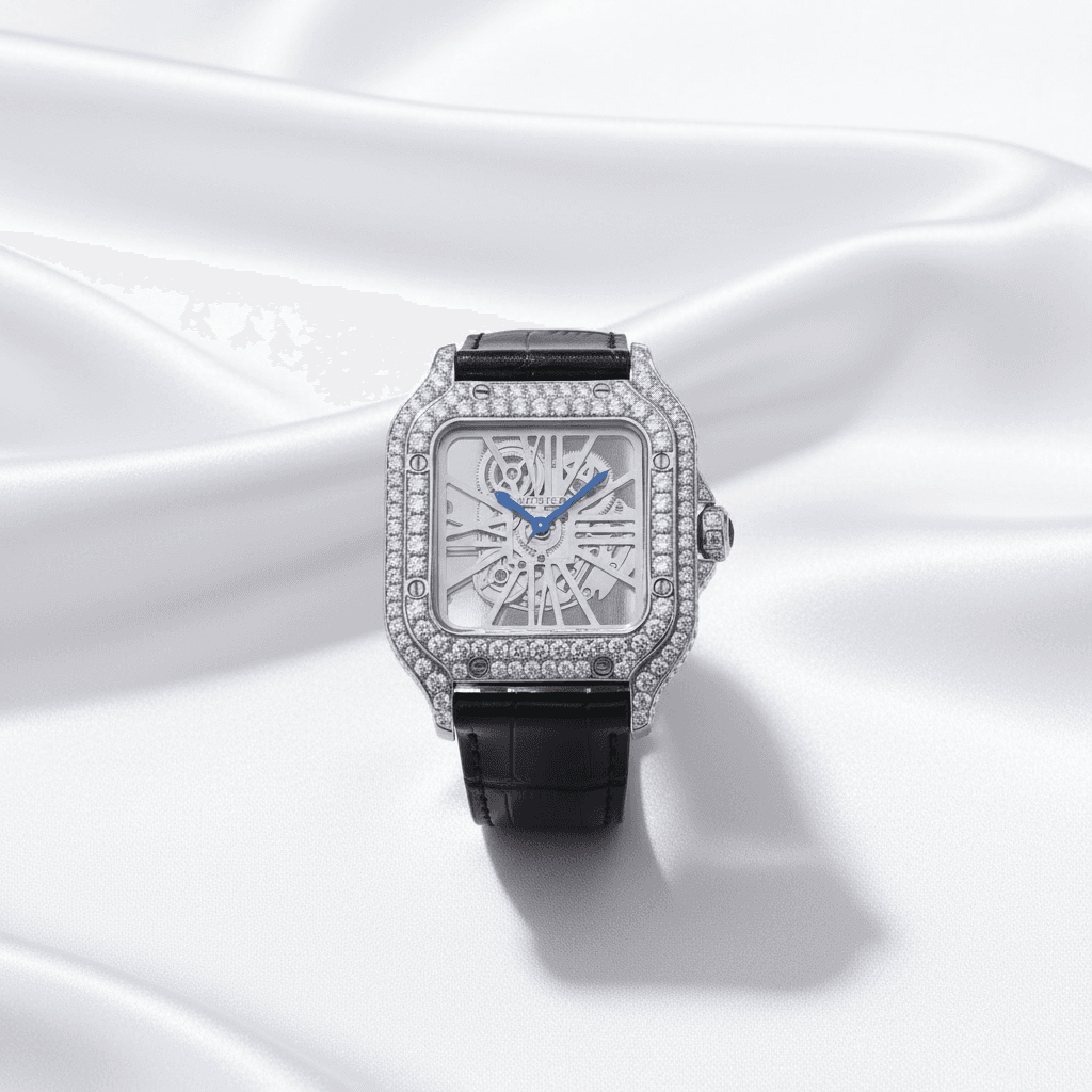 Square Skeleton Diamond Watch