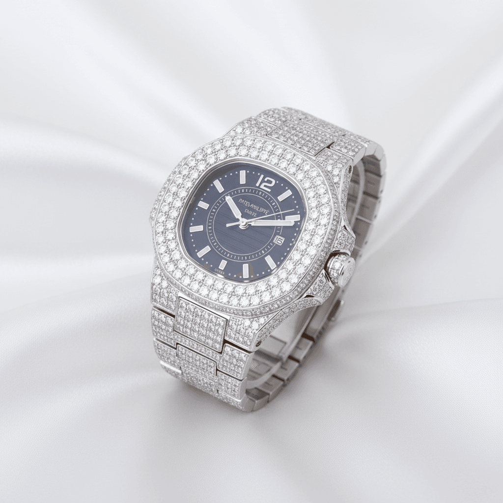 Rounded Octagon Iced Out Diamond Watch