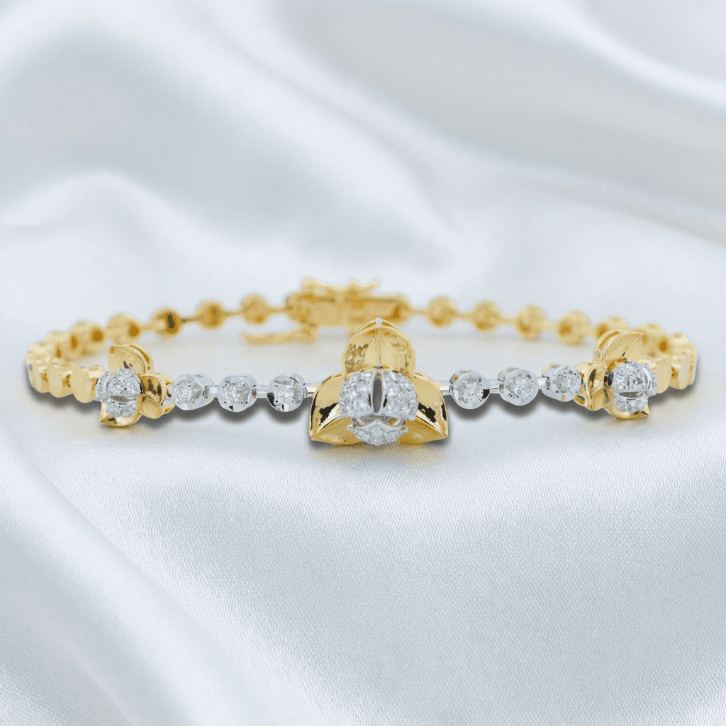 Two-Tone Floral Diamond Bracelet — B0333