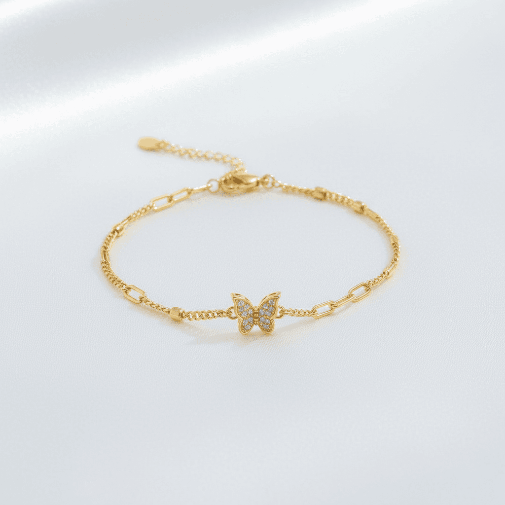 Gold Butterfly Charm Chain Bracelet — BR021