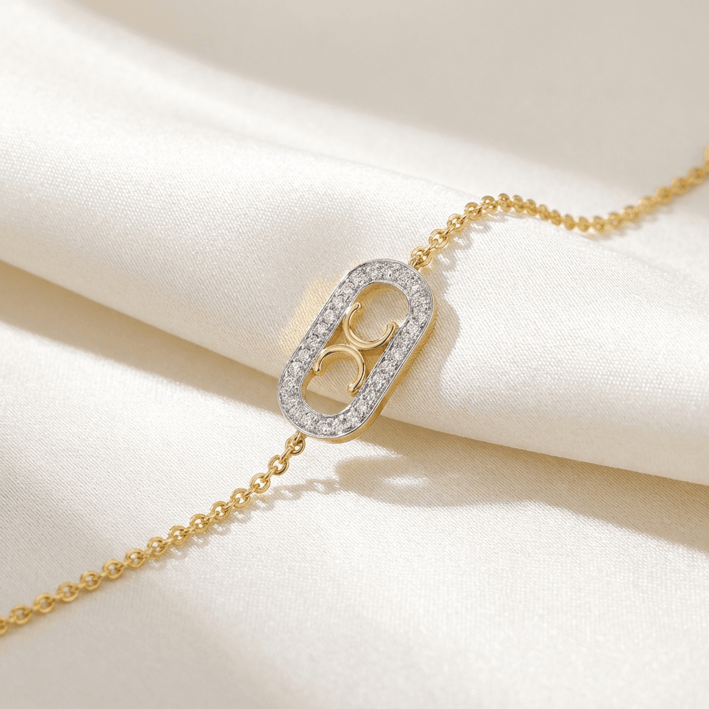 Move Double Crescent Diamond Oval Bracelet — BR037
