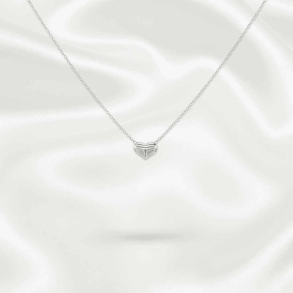 White Gold Heart Diamond Chain Necklace
