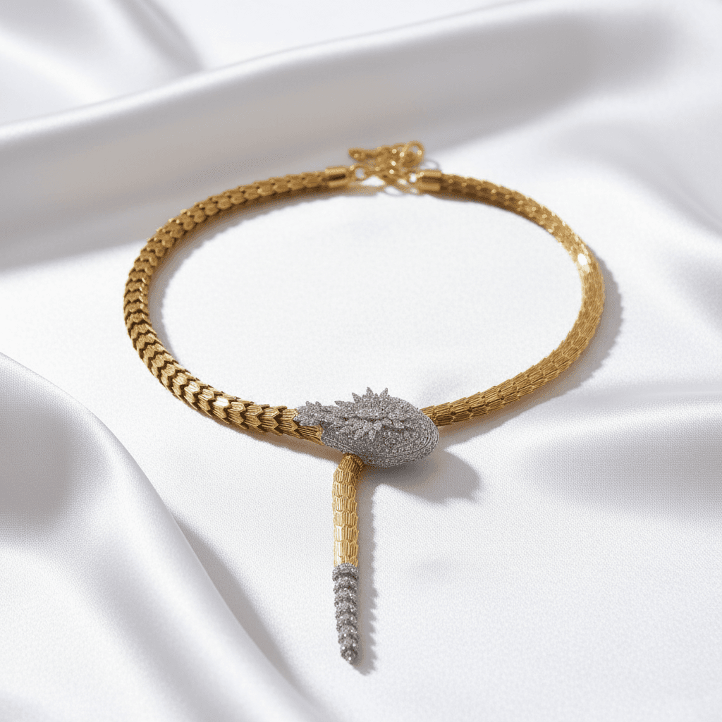 Gold Braided Diamond Necklace — DN037