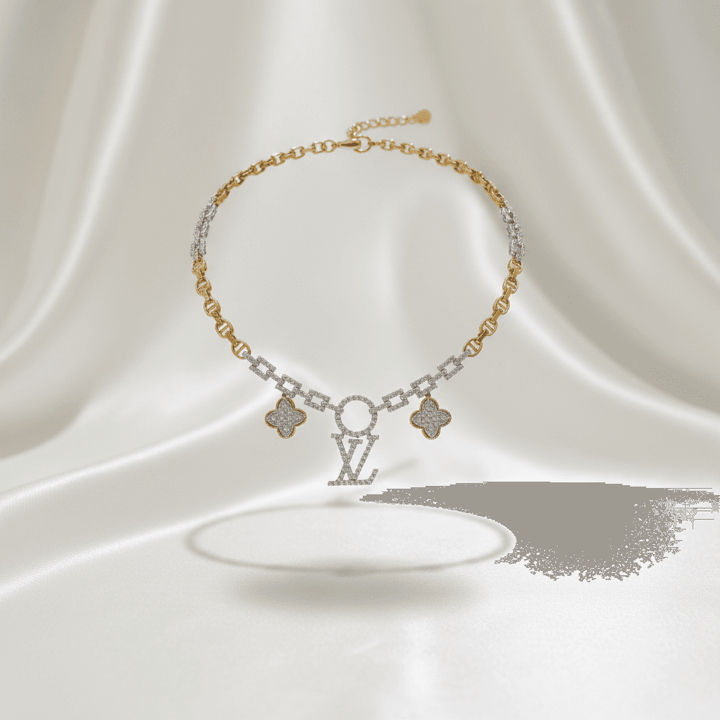 Luxury Diamond Necklace with Monogram Charm — DN054