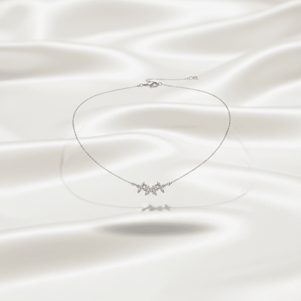 White Gold Triple Star Diamond Necklace — DN065