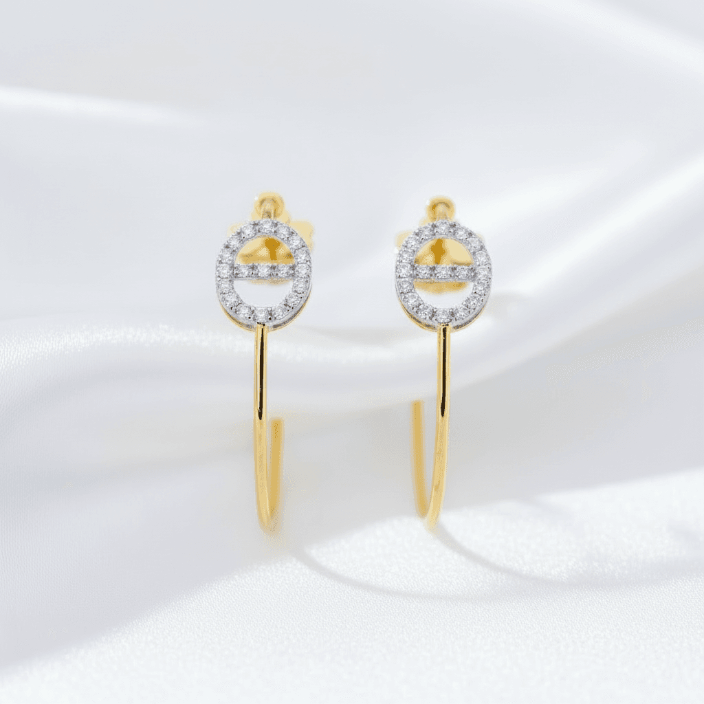 Two-Tone Diamond Hoop Earrings — E014