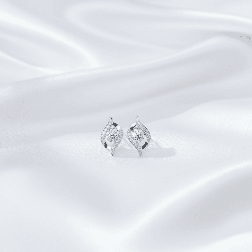 Twisted Flame Swirl Diamond Stud Earrings — E030