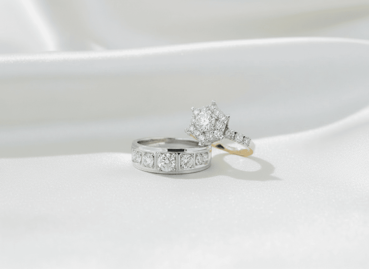 Diamond Halo & Channel Band Couple Rings (ER0038)