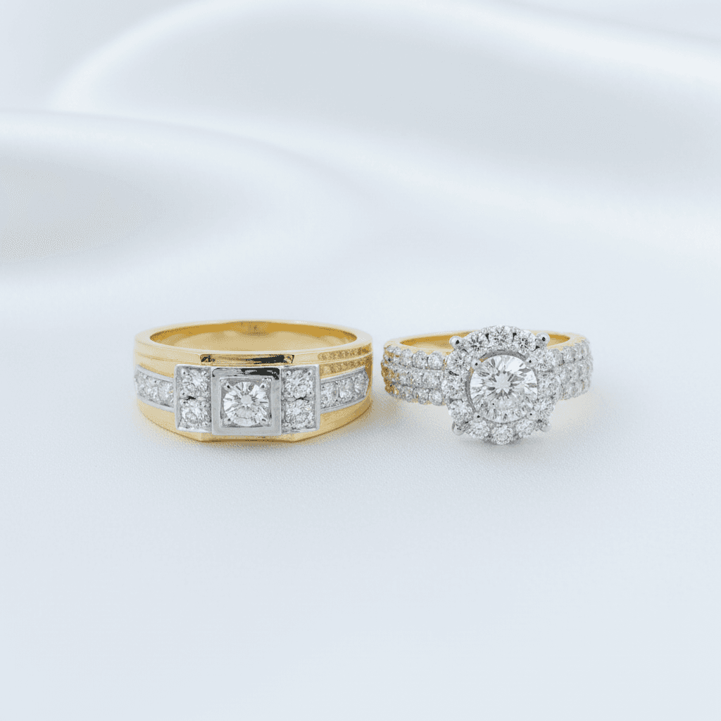 Double Halo Diamond Couple Rings — ER006