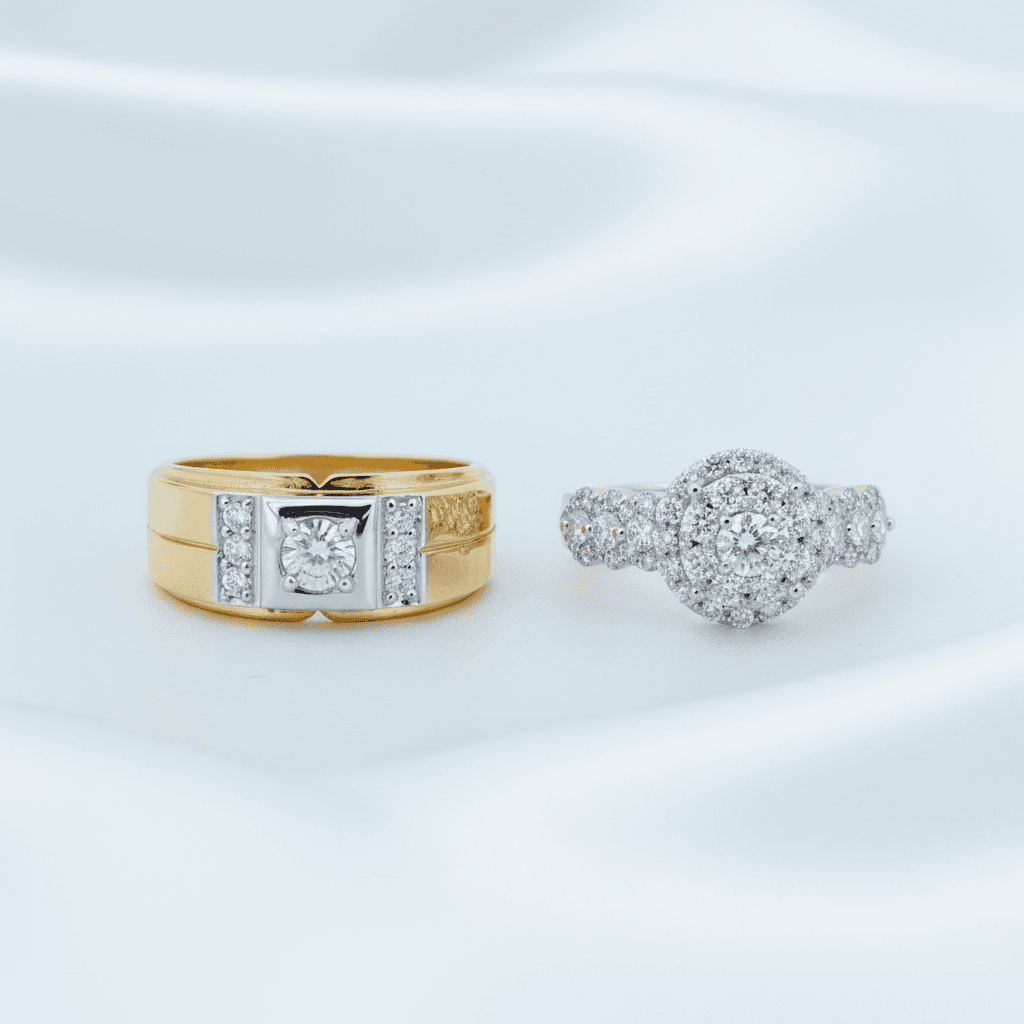 Triple Halo Diamond Couple Rings — ER007
