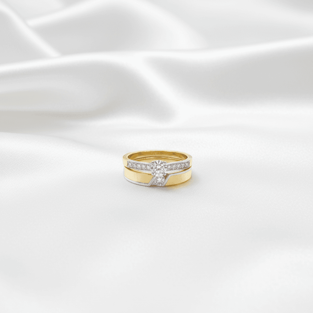 Two-Tone Geometric Diamond Couple Rings — ER028