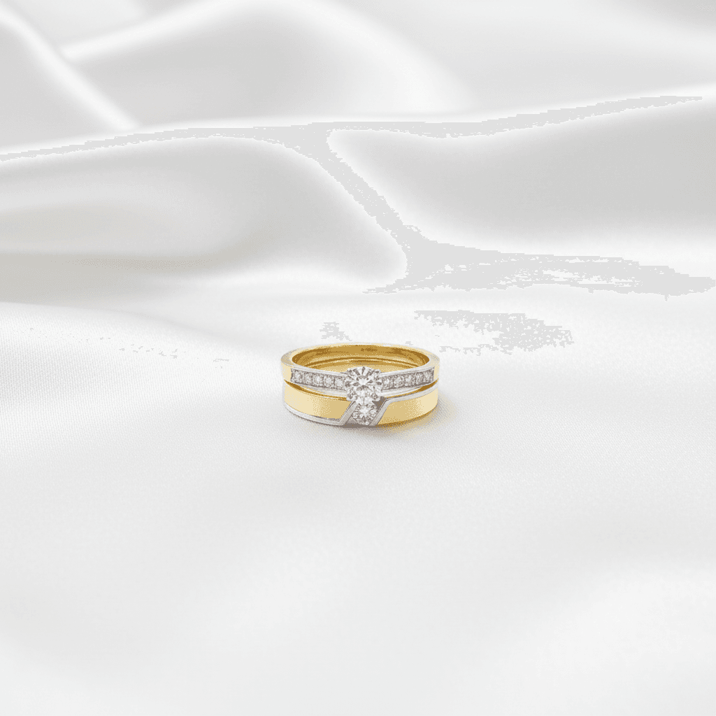 Two-Tone Geometric Diamond Couple Rings