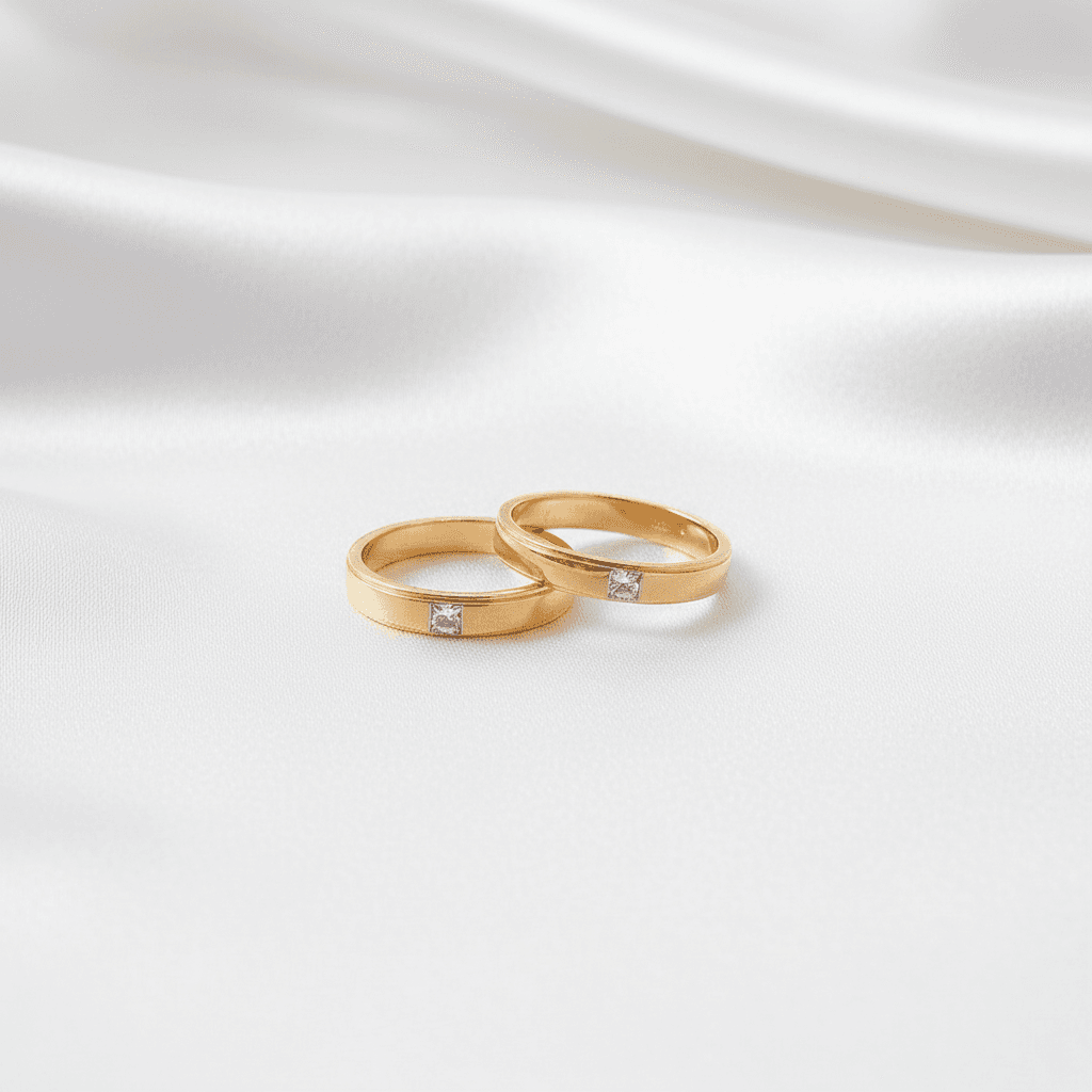 Classic Princess Diamond Couple Rings (Set 3) — ER067