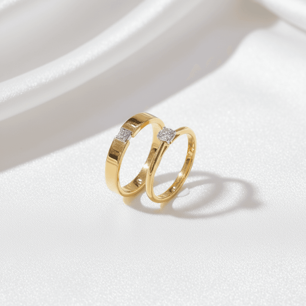 Solitaire & Princess Diamond Couple Rings (Set 2)