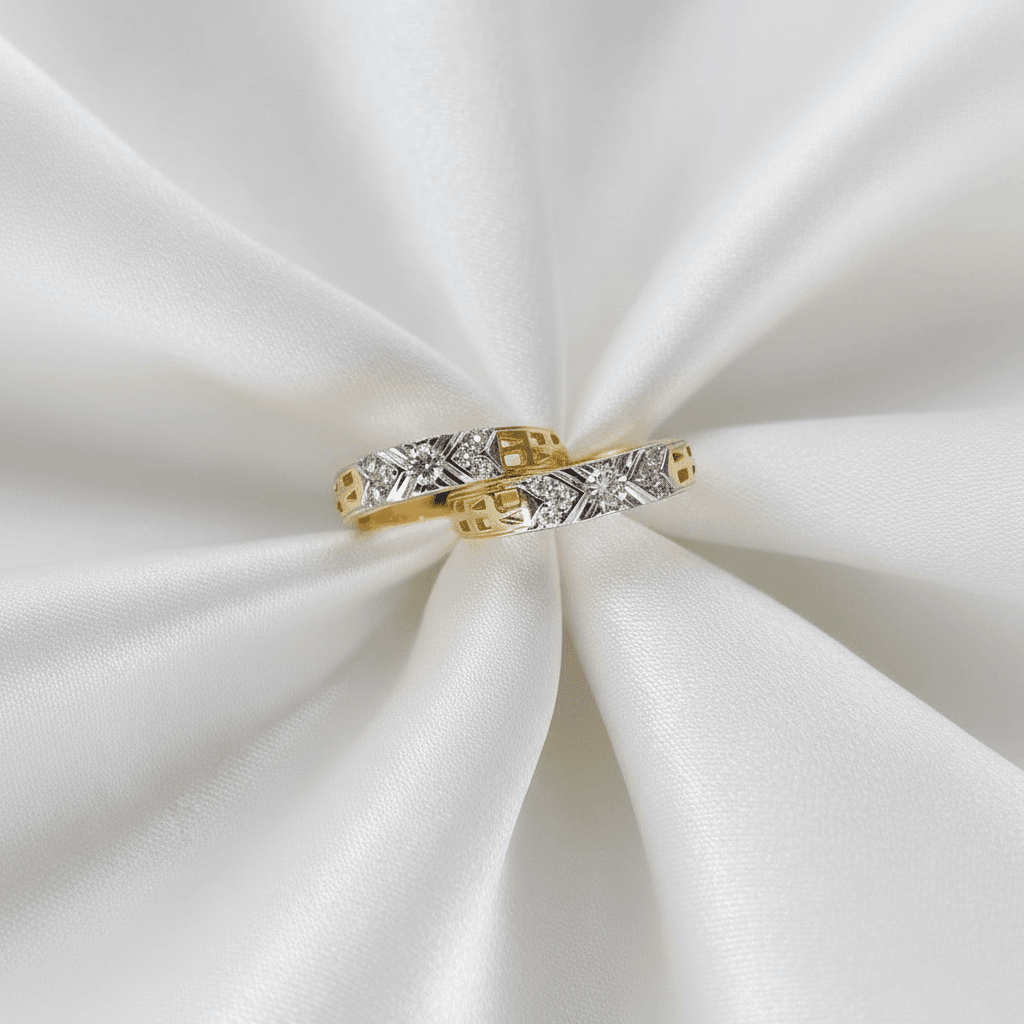X-Pattern Diamond Eternity Couple Ring Set