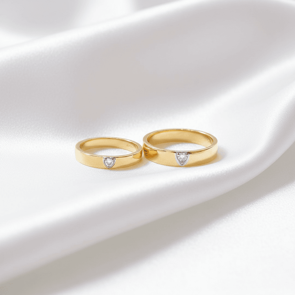 Heart Diamond Couple Ring Set