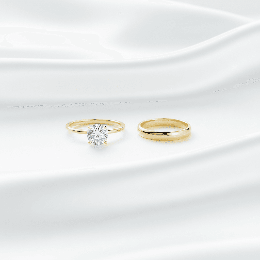 Yellow Gold Solitaire Couple Rings — ER075