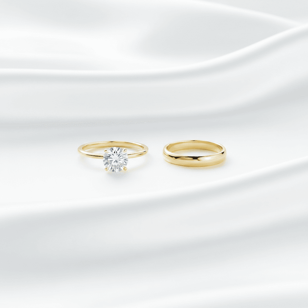 Yellow Gold Solitaire Couple Rings